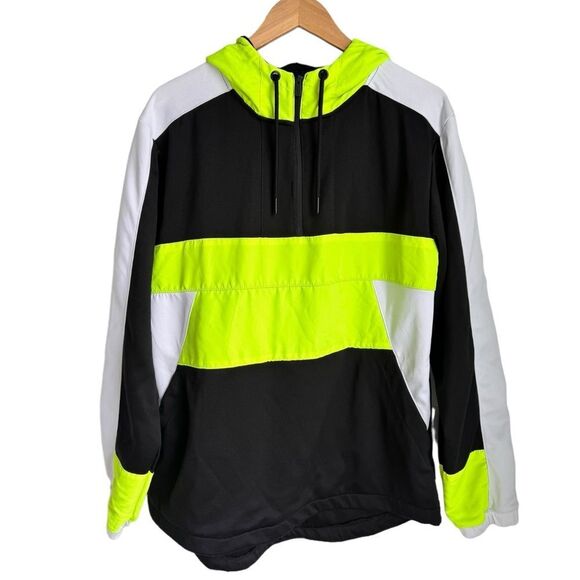 CSG Quarter Zip Pullover Hooded Neon Windbreaker Hoodie Jacket. Pockets. Medium. - Picture 1 of 6